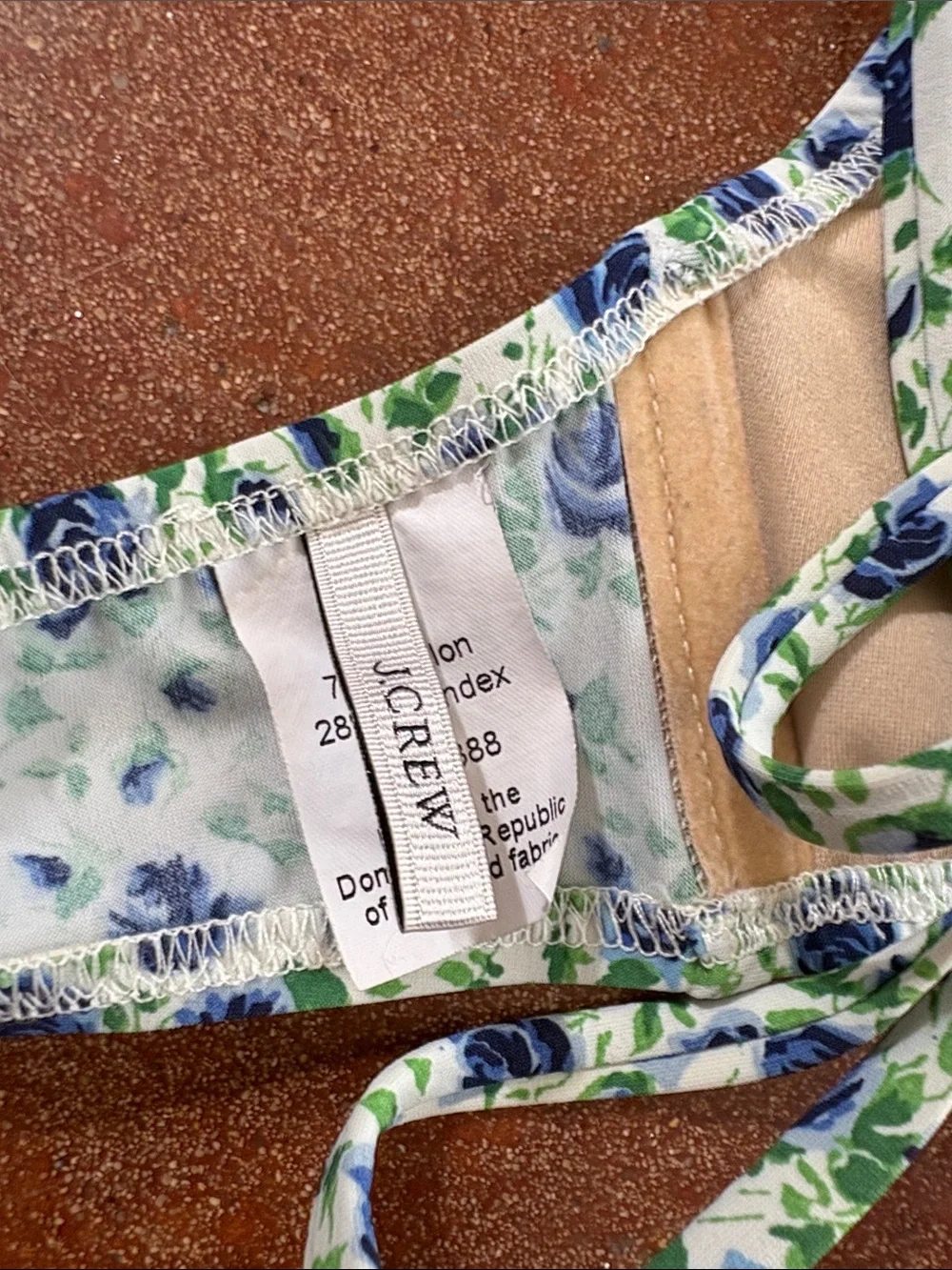 Jcrew Floral Tie-Side Bikini Set in White and Blue